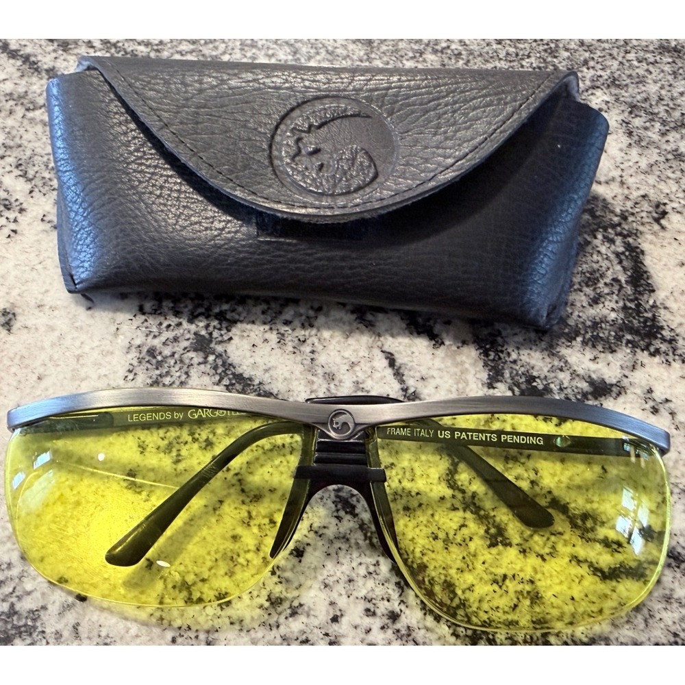 Vintage Legends by Gargoyles Sunglasses Yellow Lens Gunmetal Wrap Frame Italy